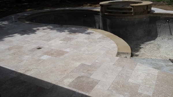 New deck installed around a pool