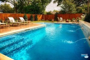 modern pool with water features
