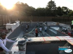 construction of a backyard pool