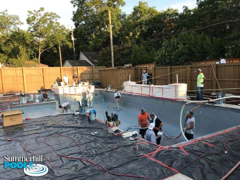 construction of a backyard pool