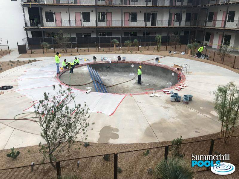 construction of a dallas texas hotel pool