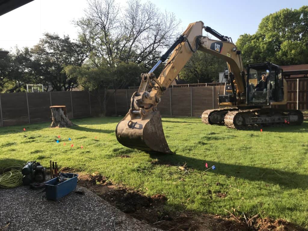 We are beginning the excavation phase of a new project in Dallas, TX. The Collins job is now underway and we are officially breaking ground on another beautiful swimming pool. First step in all new swimming pools is Excavation.